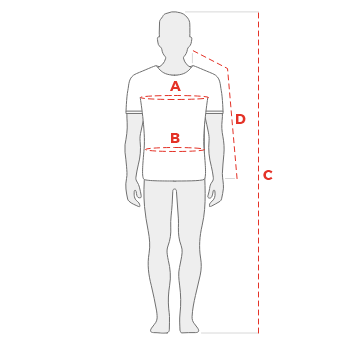 Crazy Idea T-Shirt Acceleration Man fire - Velikostní tabulka