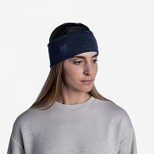 Buff 2 layers Merino Wool headband night blue melange1