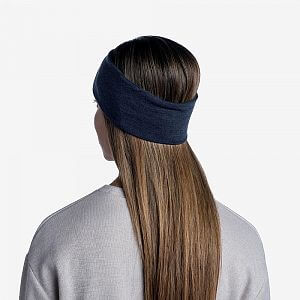 Buff 2 layers Merino Wool headband night blue melange2