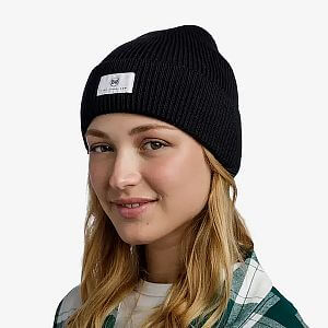 Buff Knitted Beanie Drisk black detail