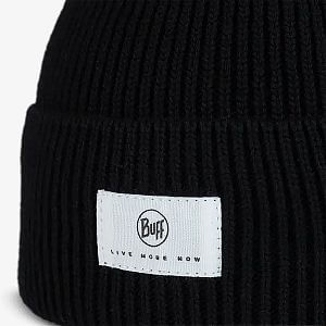 Buff Knitted Beanie Drisk black detail