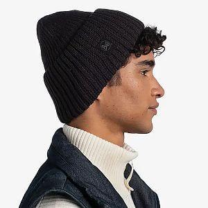 Buff Knitted Beanie Rutger graphite detail