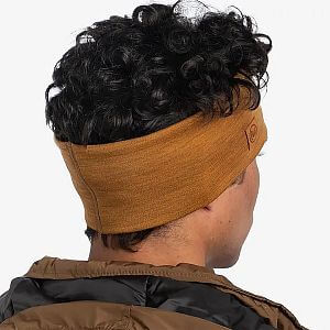 Buff Merino Wide Headband solid mustard pohled zadní