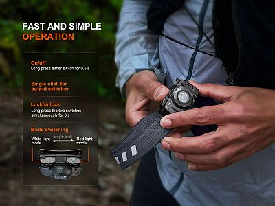 Čelovka Fenix HL12R V2.0 černá nabíjecí čelovka - snadné a rychlé ovládání