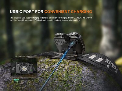 Čelovka Fenix HL12R V2.0 černá nabíjecí čelovka - usbc nabíjení