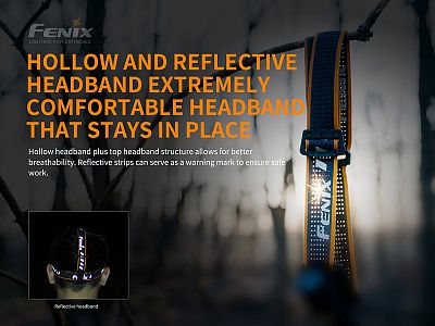 Čelovka Fenix HM61R Amber pohodlný reflexní pásek