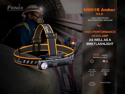 Čelovka Fenix HM61R Amber v2.0 klíčové vlastnosti