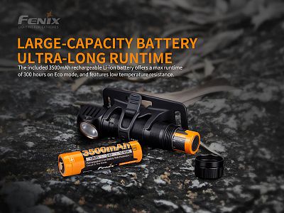 Čelovka Fenix HM61R Amber vysoká kapacita dobíjecí baterie