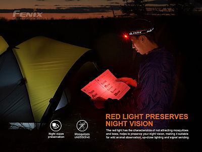 Čelovka Fenix HM70R červené světlo pro noční vidění