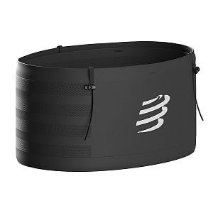 Compressport Free Belt Pro 2.0 black/white běžecký opasek s kapsami a úchyty na hole a startovní číslo