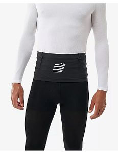 Compressport Free Belt Pro 2.0 black/white běžecký opasek s kapsami a úchyty na hole a startovní číslo