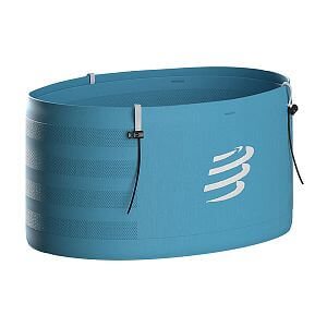 Compressport Free Belt Pro 2.0 norse blue/neon green běžecký opasek s kapsami a úchytem holí