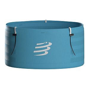 Compressport Free Belt Pro 2.0 norse blue/neon green běžecký opasek s kapsami a úchytem holí