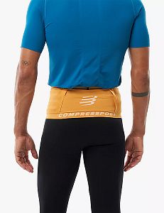 Compressport Free Belt Pro 2.0 sunflower/white běžecký opasek s kapsami a úchyty na běžecké hole a startovní číslo