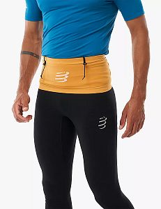 Compressport Free Belt Pro 2.0 sunflower/white běžecký opasek s kapsami a úchyty na běžecké hole a startovní číslo