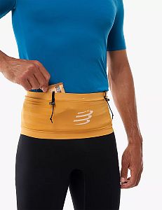 Compressport Free Belt Pro 2.0 sunflower/white běžecký opasek s kapsami a úchyty na běžecké hole a startovní číslo