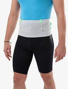 Compressport Free Belt Pro gray violet/neon green běžecký elastický opasek s kapsami