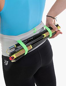 Compressport Free Belt Pro gray violet/neon green běžecký elastický opasek s kapsami