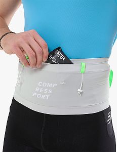 Compressport Free Belt Pro gray violet/neon green běžecký elastický opasek s kapsami