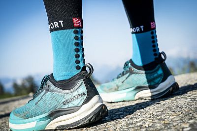 Compressport Full Socks Winter Run mosaic blue/black kompresní podkolenky