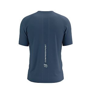 Compressport Performance SS TShirt M indigo pánské běžecké tričko zadní pohled