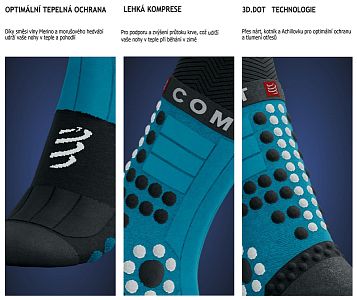 Compressport Pro Racing Socks Winter Trail mosaic blue/black zimní ponožky