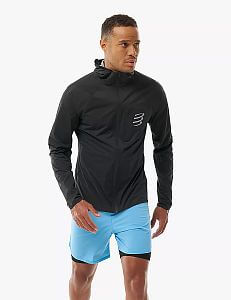 Compressport Tempest Waterproof Jacket M black pánská běžecké nepromokavá a prodyšná bunda s kapucí