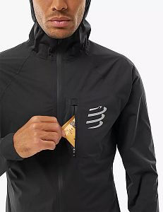 Compressport Tempest Waterproof Jacket M black pánská běžecké nepromokavá a prodyšná bunda s kapucí