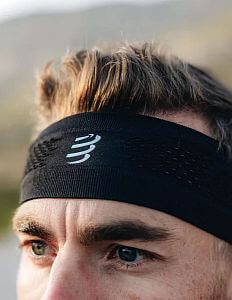 Compressport Thin Headband On/Off black prodyšná čelenka na běh