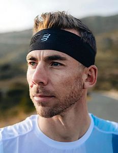 Compressport Thin Headband On/Off black úzká sportovní čelenka