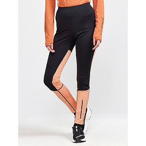 Craft ADV Essence Warm Tights W černá s oranžovou přední pohled na postavě