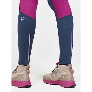 Craft ADV Essence Warm Tights W modrá s růžovou detail nohavice