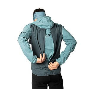 Dynafit Alpine 3L Jacket M smoke blue pánská nepromokavá běžecká bunda s kapucí zip na zádech