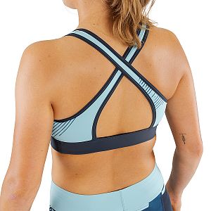 Dynafit Alpine Graphic Bra W marine blue zadní pohled na postavě