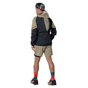 Dynafit Alpine Pro 2in1 Shorts M rock khaki pánské běžecké šortky zadní pohled