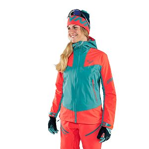 Dynafit Radical Gore-Tex Jacket Women hot coral přední pohled na postavě detail