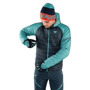 Dynafit Radical Primaloft® Hooded Jacket Men storm blue přední pohled na postavě detail