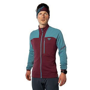 Dynafit Speed Polartec® Jacket Men storm blue/burgundy pánská celorozepínací mikina