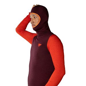 Dynafit Tigard Merino Hoody Men dawn přední pohled na postavě detail kapuce