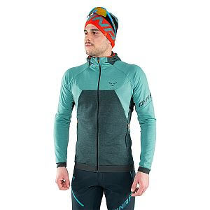 Dynafit Tour Wool Thermal Hoody M storm blue přední pohled na postavě detail