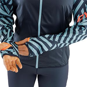 Dynafit Trail Graphic Wind Jacket Women marine blue/razzle dazzle otvory na palce