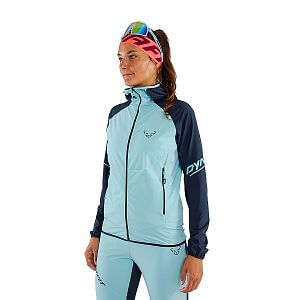 Dynafit Transalper Dynastretch Jacket W blueberry marine blue přední pohled na postavě detail