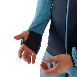 Dynafit Transalper PTC Hooded jacket M storm blue přední detail rukáv
