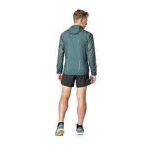 Dynafit Vert Wind Jacket Men atlantic pánská ultralehká běžecká větrovka s kapucí zadní pohled extrémně sbalitelná