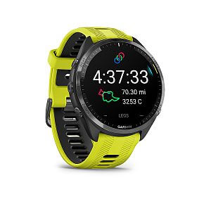 Forerunner® 965 titanová luneta Carbon Grey DLC, pouzdro Black, řemínek silicone Yellow/Black aktivita