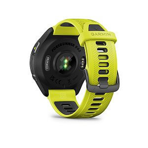 Forerunner® 965 titanová luneta Carbon Grey DLC, pouzdro Black, řemínek silicone Yellow/Black pásek zadní pohled