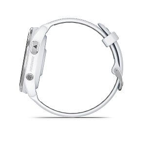 Forerunner® 965 - titanová luneta, pouzdro White, řemínek silicone White/Grey boční pohled