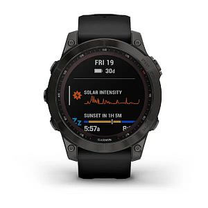 Garmin Fenix 7 PRO Sapphire Solar, Black DLC Titanium / Black Silicone Band chytré sportovní hodinky