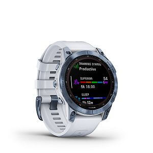 Garmin Fenix 7 Sapphire Solar, Blue DLC Titanium / White Band