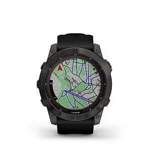 Garmin Fenix 7X PRO Sapphire Solar - grey DLC titanium / black band maps